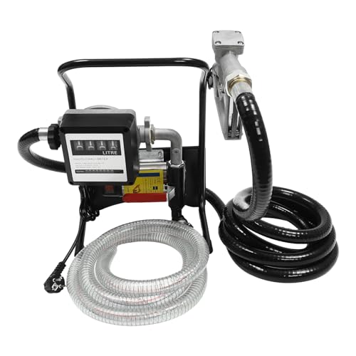 PUDLOR Dieselpumpe 220v Selbstansaugend 375W Sieselpumpe heizölpumpe, Heizölpumpe, Zählwerk Zapfpistole Heizölpumpe Tankstelle 45L/min, Geeignet für Werkstätten, Autoverwertung und Landwirtschaft