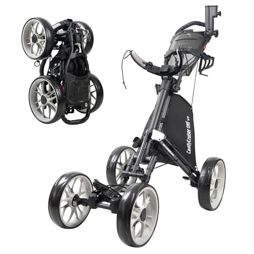 CaddyTek Golfwagen mit 4 Rädern – Caddycruiser One Version 8 1-Click Faltbarer Trolley – leicht, kompakt, leicht zu öffnen, CaddyCruiser ONE Version 8 - Dark Grey, dunkelgrau, Einheitsgröße