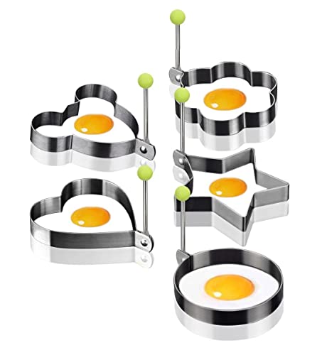 Spiegeleiform,Spiegelei Ringe 5 PCS Edelstahl Spiegelei Form Ei Shaper Set Pancake Form Fried Egg Ringe Küche für Spiegeleier Pfannkuchen Omelette Pancake