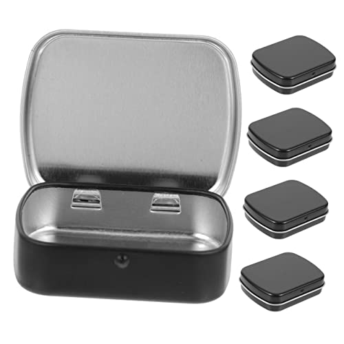 BEBEMOKO 5St für Süßigkeiten taschentücher Box Tiny Box schmuckkstchen metallkiste tinibox Schmuckschatulle kleine Dosen Eisen lagerhalter Kleiner Black