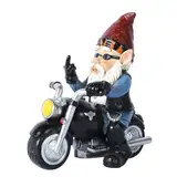 KUWUNG Gartenzwerg Motorrad Zwerge,13.5cmx13cm Statue Wasserdicht Sonnenschutz Gartendeko für den Garten,Gartenzwerg Lustig,Gartenzwerge für Außen,Deko für den Balkon,Motorrad Geschenke