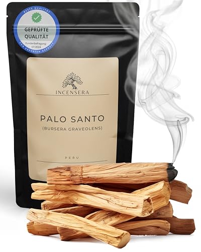 Incensera Palo Santo Räucherholz - 8 Duftholz Sticks 10 cm für Ausräuchern Wohnung, Natürliches Heiliges Holz aus nachhaltiger Ernte, Aromatherapie