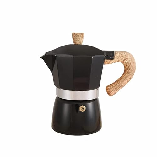 AZMUDE Aluminium-Kaffeekanne, Moka-Kaffeekanne mit Holzmaserungsgriff, tragbare Kaffeemaschine für den Außenbereich (4#)