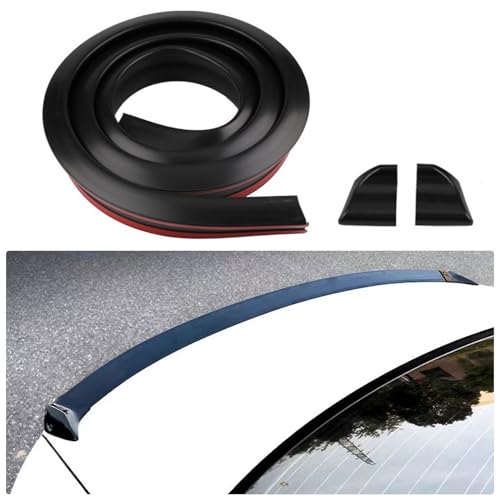 Goviox Auto Heckspoiler, 1,5 M/4.9ft Universal Heckspoiler Auto Gummi Hintere Kofferraumspoiler, Autodach Spoiler Lippe Streifen, Spoiler Aufkleber für Viele Fahrzeuge (Schwarz)