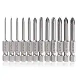 Fixinus 12 Stücke Kreuzschlitz-Schraubendreher-Bits, 1/4 Zoll magnetisches Sechskantschaft-Kreuzkopf-Schraubendreher-Bit-Set, PH00 PH0 PH1 PH2 Bohrwerkzeug-Zubehör, 50mm Länge
