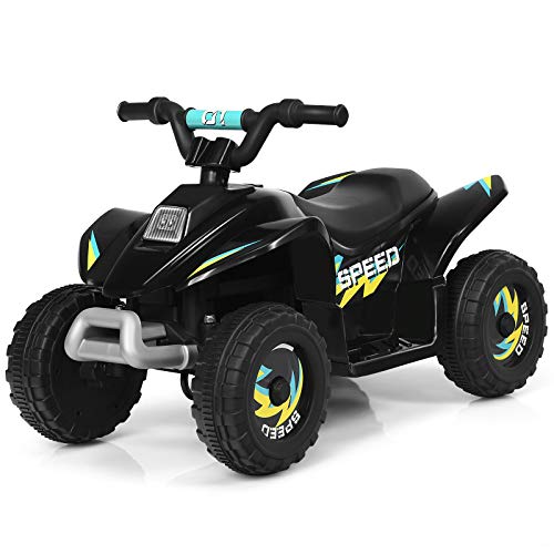 COSTWAY 6V Elektro Kinderquad 2,8-4,6 km/h, Mini Elektroquad, Kinderauto, Kindermotorrad, Kinder Quad, Elektroauto für Kinder ab 3 Jahren (Schwarz)