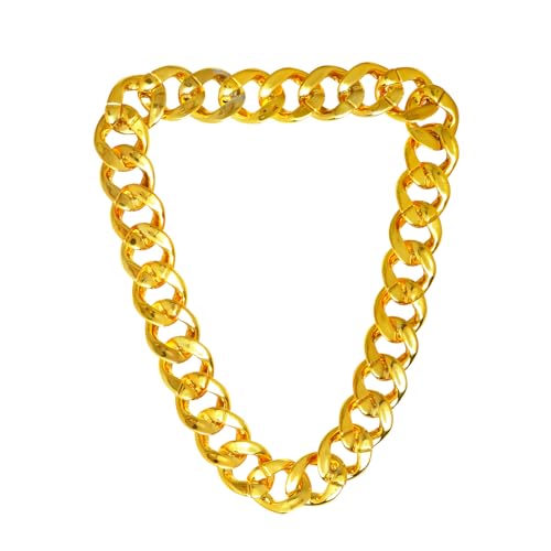 Werownsgso Herren Goldkette，Breit Link Chain，Gefälschte Halskette aus Kunststoff，Hip Hop Kette Halskette für Cosplay Halloween Fasching Karneval Thema Party