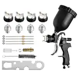 Hanured® HVLP Lackierpistole druckluft mit 1,3mm & 1,5mm & 1,8mm & 2,5mm Düsen, Farbspritzpistole für Auto, Möbel, Schwarz