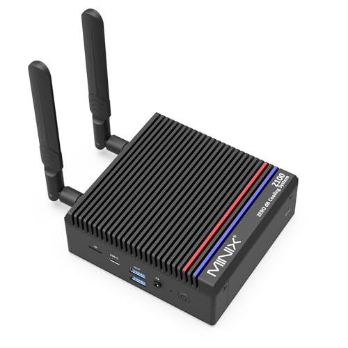 MINIX Z100-0dB lüfterloser Mini-PC, Intel N100 12th Gen 16GB DDR4, 512GB M.2 PCIe 3.0 x 4 SSD Win 11 Pro Desktop-Computer, 4K Dual Display/2,5G LAN/USB-C/WiFi 6/Automatisches Einschalten
