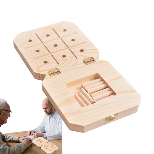Stecktafel Geschicklichkeit aus Holz - 9-Loch-Feinmotoriktafel | Stecktafel aus Naturholz - Fingerkoordinationstest | Berufsausrüstung für Rehabilitation und Hand