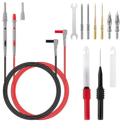 QIMEI-SHOP Messleitungen für Multimeter Bananenstecker Kabel Messleitung 1m mit Testsonde 1mm 2mm 4mm Prüfsonden 0.7mm Austauschbare für Digital Multimeter Elektrische Prüfung 11 Stück