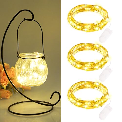 FFZZKJ Mini Lichterkette mit Batterie 3 Stück 2M 20 LED Lichterkette außen Batteriebetriebe Wasserdichte Lichterkette Innen für Zimmer, Home Deko, Geschenk Deko, Hochzeit Weihnachten Party, Warmweiß