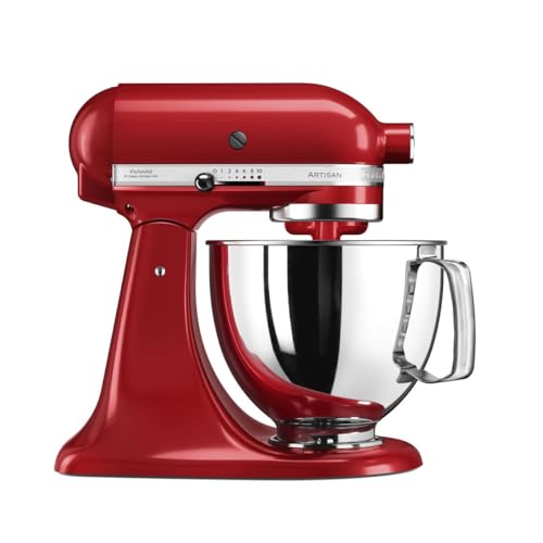 KitchenAid Küchenmaschine I Artisan I Kippbarem Food Processor I Teigknetmaschine mit 4 Zubehör | Schüssel aus Edelstahl | 4.8 L | Empire Rot