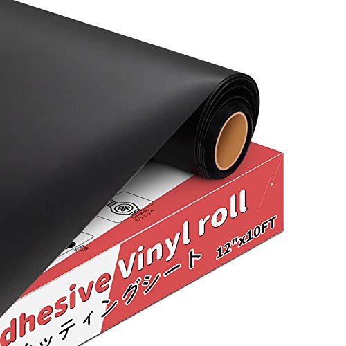 YRYM HT Vinylfolie Plotter - 30cm x 305cm Permanente Selbstklebendes Plotterfolie Vinyl mit Rückseite für Bastelprojekte, Schilder, Scrapbooking (Matt Schwarz)