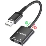 KiWiBiRD USB auf 3,5mm Klinke Adapter, Externe Soundkarte, USB Kopfhörer und Mikrofon Klinkenadapter, Headset Aux USB Adapter Kompatibel mit PS5 PS4, MacBook Air Pro, Raspberry Pi, Windows PC, Mac