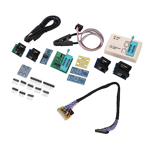 XTevu Hochgeschwindigkeits-USB-Programmierkit SPI-Flash-Programmierer, Flash-Programmierer mit 12 Adaptern, SPI-BIOS-Chip-USB-Programmierkit für 24 93 25 EEPROM 25 Flash