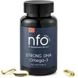 NFO STRONG DHA OMEGA 3 [90 Kapseln] Hochdosiertes Fischöl mit hoher DHA Konzentration in Form von Triglyceriden mit Vitamin E Natural Komplex aus frisch gefangenem Wildfisch Hergestellt in Finnland