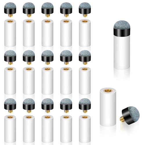 Nogeqi 16 Stück Billard Queue Spitzen 12mm, Billiard Köe Mit Pool Queue Zwinge Spitze Billard Queues Pool Cue Tip Für Billardstöcke Snooker Queues (Grau)