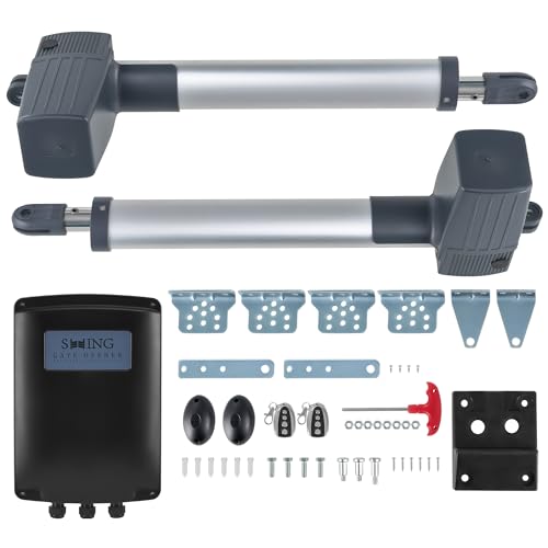 CO-Z Automatischer Flügeltorantrieb Torantrieb Drehtorantrieb Toröffner Doppelflügeltorantrieb Set max. 2,5m oder 300kg pro Flügel mit 2 Fernbedienungen Arm Swing Gate Opener (80Wx2)