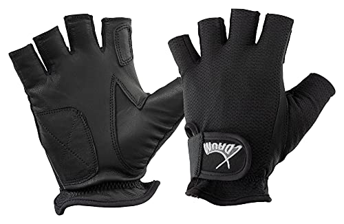 XDrum DGL-0F Schlagzeug Handschuhe Größe XL - Drummer Handschuhe für Herren - Mit abgeschnittenen Fingern - aus weichem Leder - Mesh Außenseite - Schwarz