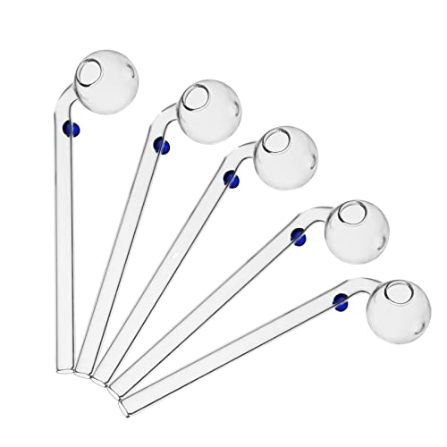 Glasölbrenner, Glaspfeife, transparent, dick, Blau, 5 Stück
