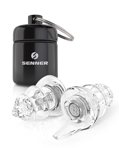 Senner ® PartyPro | Gehörschutz für Musik & Musiker - Ohrstöpsel für Festivals, Konzerte, Partys und Discos - transparente Party Earplugs mit 18 dB Lärmreduzierung - mit Alubehälter