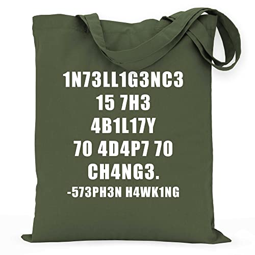 wowshirt Stoffbeutel Jutebeutel Hawking Fähigkeitstest Ingenieur für Mathe-Lehrer Wissenschaftler IQ Genie Geek, Farbe:Olive Green