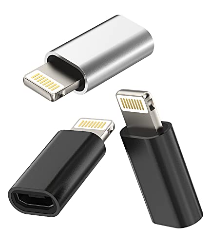 Micro USB Mutter auf Lightning Männlich Adapter(3pack)Android to Iphone Klinke Ladekabel Stecker Set Ladegerät Zubehör Charger Kabel Netzteil für 14 13 12 11 Pro Max Mini 6 7 8 Plus X Xs Xr Se Ipad