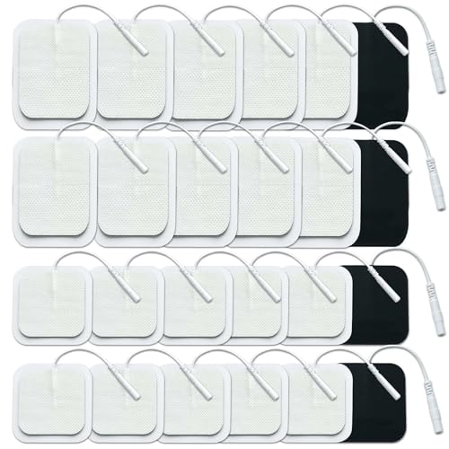 KASURE 24 Stück TENS Elektroden Pads, 60 x 90 mm Tens Gerät Pads Selbstklebende Elektroden Tens Gerät 40 x 40 mm Tens Elektroden wiederverwendbar zur Linderung von Muskel für EMS Trainer