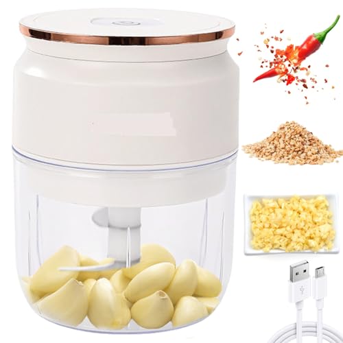 Zwiebel Zerkleinerer Elektrisch, 300ml Zwiebelschneider Elektrisch Multizerkleinerer Küche Aufladbar mit Ladekabel, Universal Mixer Gemüsezerkleinerer für Fleisch Zwiebeln Knoblauch Gemüse Obst