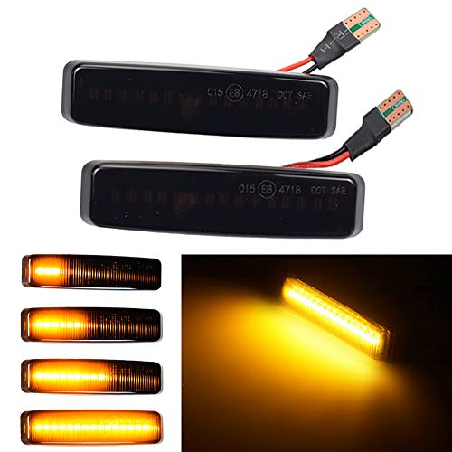 Yoegerery Dynamische LED-Seitenblinker, bernsteinfarben, superhell, Canbus, sequentielle Repeaterleuchten für B-MW 5er-Serie E39 1995-2003 M5 (schwarz)