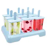 Traxenta 9 Stück eisformen eis am stiel, eisform, wassereis formen, eisstiele wiederverwendbar, popsicle holder, stieleisformen, eisförmchen, ice cream mold mit Silikontrichter Und Reinigungsbürste