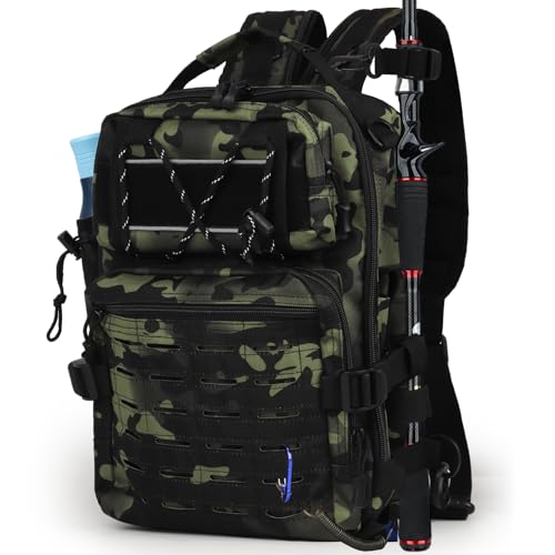 Coopay Angeltasche für Angelzubehör, Multifunktional Angelrucksack, Rucksack Wasserdicht aus Oxford-Stoff, Multifunktionale Angeltasche, Umhängetasche Schultertasche zum Angeln, Camping, Wandern
