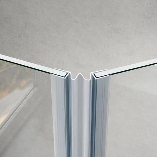 WITEN&NOCK 200cm Duschdichtungen Ersatzdichtung entfaltbar für Glas zu Glas Verbindung Duschtür Dichtung Gerade Glasstärke 5-6 mm