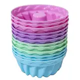 Mlying Mini Gugelhupfform Silikon 12 Stück Gugelhupf Backform Wiederverwendbare Muffinförmchen Cupcake Klein Kuchenform Mini Gugelhupf Ø 6,5cm, Höhe 3,5 cm