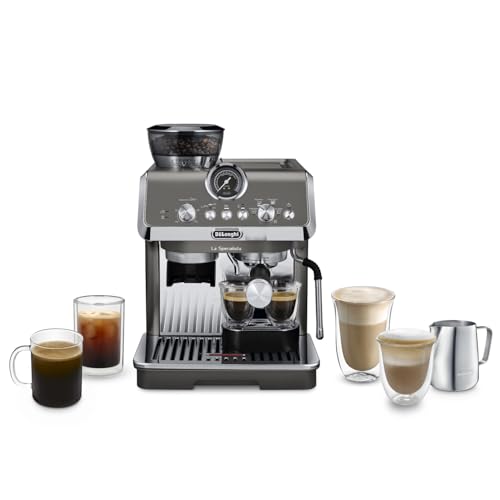 De'Longhi La Specialista Arte Evo EC9255.T Siebträgermaschine, Espressomaschine mit Mahlwerk, Cold Brew-Funktion, 8 Mahlgrade, 15 Bar, 3 Temperaturen, Milchschaumdüse, Titan inkl. Barista-Kit