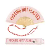 FISURA – Origineller Handfächer mit der Botschaft F*cking hot flashes. Moderner und lustiger Holzfächer. Rosa Fächer. Fächer mit Fächerhalter. Maße: 42,5 x 23 cm.