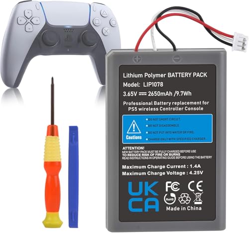 Pickle Power PS5 Controller Akku，2650mAh LIP1078 Akku Ersatz für Sony Playstation 5 DualSense CFI-ZCT1W Wireless Controller