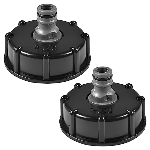 2 STK IBC Tankdeckel Adapter, IBC verbinder, IBC Container zubehör, S60x6, 1/2 Schnuller-Ventiladapter, Geeignet für den Anschluss von Gartenschläuchen, IBC-Wassertanks, Regenwassertanks usw