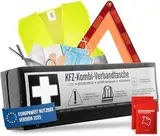 KFZ Kombitasche (3 in 1) nach aktueller Norm 2025 - Inkl. Warndreieck, Warnweste - Verbandskasten Warndreieck Set Verbandskasten Auto DIN 13164:2022 (StVO konform)