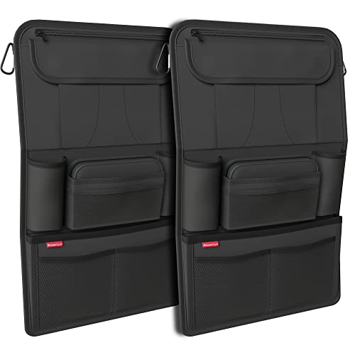 ATHLON TOOLS 2x Autositz-Organizer mit integrierter Tablet-Halter - Verstärkte Rückseite - mit Extra Federtasche - für Business und Kinder - Designed in Hamburg (Schwarz / 2er-Sparset)