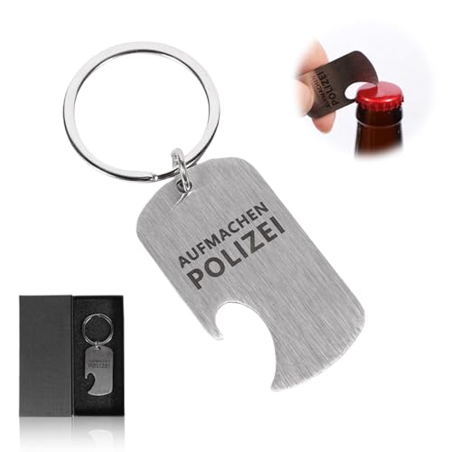 Geschenke für Männer Flaschenöffner Schlüsselanhänger - Aufmachen Polizei Zubehör Edelstahl Flaschenöffner Lustig Polizei Geschenke als Mitbringsel, Geburtstag, mit Schwarzer Geschenkkarton