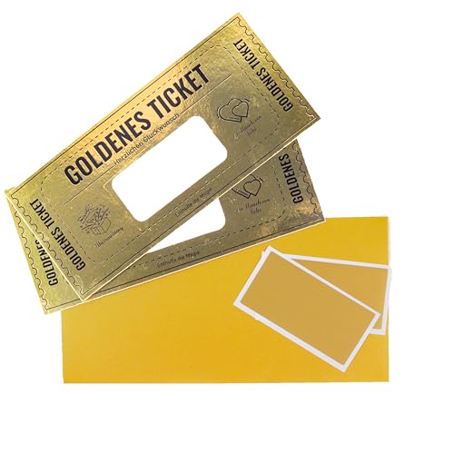 Premium Golden Ticket Überraschungs Rubbellose | Vielseitige Karte | Ideale Überraschungs-Geburtstagskarte | Trauzeuge-Vorschlag oder Schwangerschaftsankündigung | Goldene Geschenkkarte | 2 Pack
