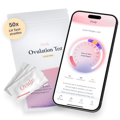 OVULY Ovulationstest | 50 x Fruchtbarkeitstest für Frauen mit App - Ovulationstest 20 miu - LH Test - Kinderwunsch Hilfsmittel