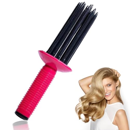 QZKJQDD Locken Bürste, Curling Roll Comb, Curly Hair Styler, Former Curly Hair Brush, Flauschige Haarbürste, manueller Lockenstab, Lockenbürste für Reisen, Heim- und Bühnenauftritt, Lockenbürste.
