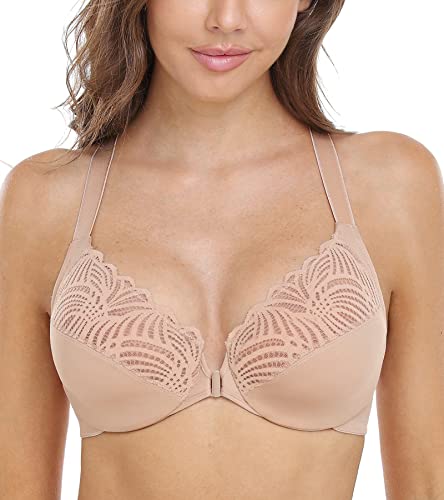 DotVol Damen BH Vollschalen Ungepolster Bügel BH Floraler Spitze BH Soft Cup Große Größen(Beige,85G)