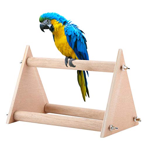 Pssopp Papageien Vogelständer Vogelspielplatz aus Natur Holz Vogelspielzeug tragbare lustige hölzerne Parrot Playstand Sitzstangen für Vogelkäfige, für Wellensittich Nymphensittich