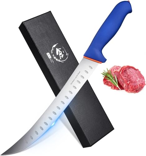 DRAGON RIOT Metzgermesser profi, Fleischmesser extrem Scharf, Schlachtmesser mit rutschfestem Griff, Kochmesser profi Messer, Schinkenmesser 27cm Tranchiermesser für Fleisch und BBQ, Grillmesser
