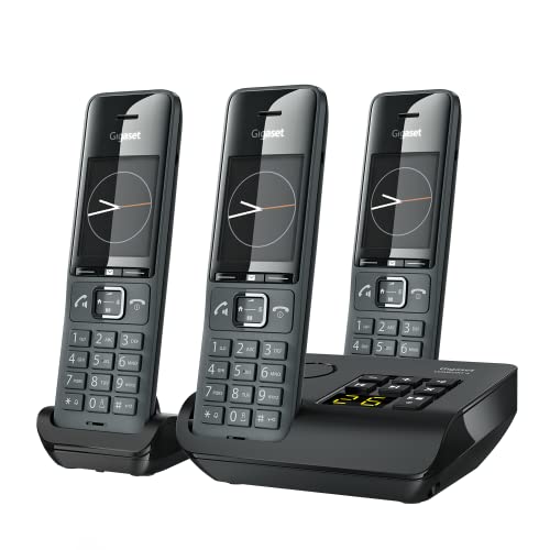 Gigaset Comfort 520A Trio - 3 Schnurlose DECT-Telefone mit Anrufbeantworter- Elegantes Design - Freisprechfunktion - Anrufschutz - Adressbuch mit 200 Kontakten, titan-schwarz [Deutsche Version]