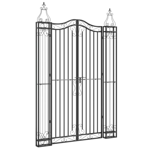 vidaXL Gartentor, Tor für Garten Terrasse, Zauntor mit Bolzenverriegelung, Eisentor Metalltor Außentor Abschließbares Tor, Schwarz Schmiedeeisen